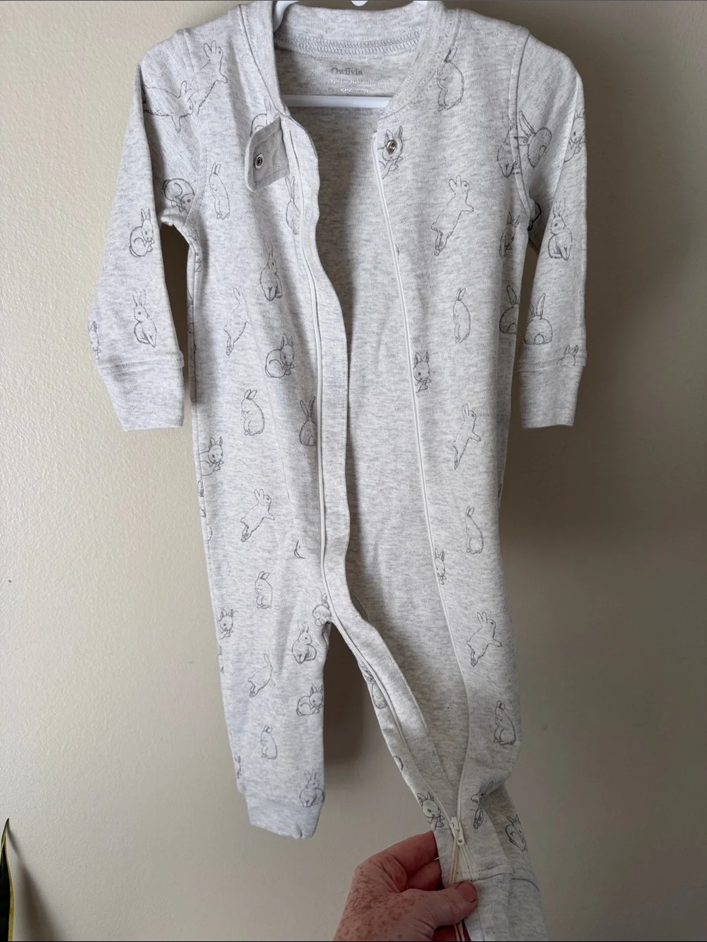 Heather Grey Printed Kids One-Piece Zipper Bodysuit